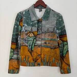SIMPLY ART by DOLCEZZA | Artsy Chic Colorful Button-down Stretch Jacket | Size S